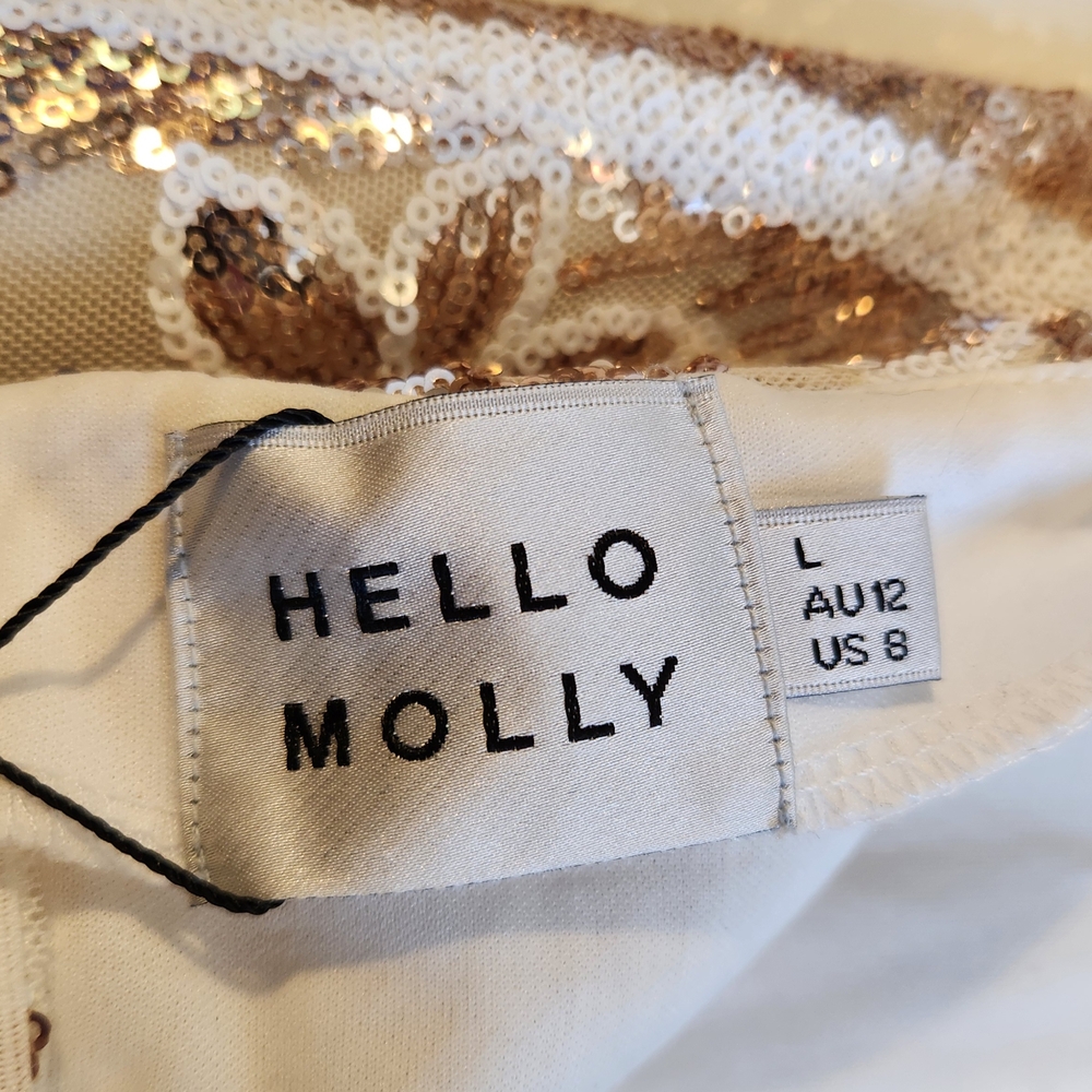 Hello Molly Cream and Gold Sequin Mini Dress - Picture 12 of 16